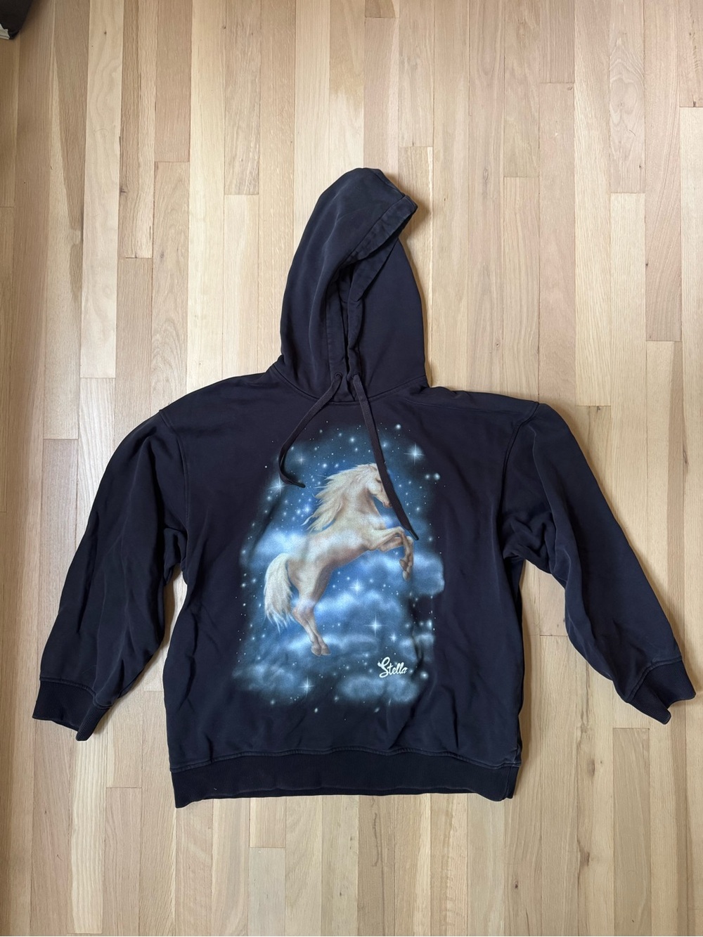 Stella McCartney for H&M Black Zip-Up Sweater with White Horse Graphic